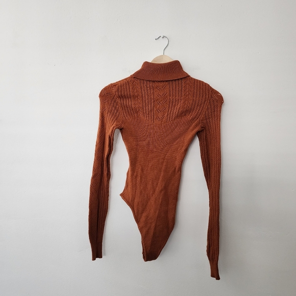 F21 | Camel Colored Long Sleeved Bodysuit with Turtleneck - Picture 2 of 5